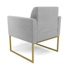 Poltrona Base Industrial Dourado Marisa Suede - Cinza