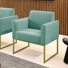 Poltrona Base Industrial Dourado Marisa Suede D03 - D'rossi -