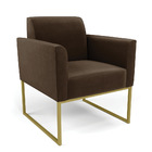 Poltrona Base Industrial Dourado Marisa Suede - Marrom