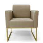 Poltrona Base Industrial Dourado Marisa Suede - Marrom Rato