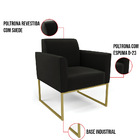 Poltrona Base Industrial Dourado Marisa Suede - Preto