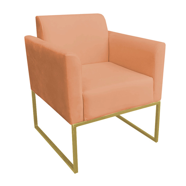 Poltrona Base Industrial Dourado Marisa Suede - Terra