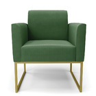 Poltrona Base Industrial Dourado Marisa Suede - Verde
