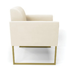 Poltrona Base Industrial Dourado Marisa Veludo Bege