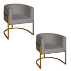 Poltrona Base Industrial Dourado Para Escritório Kit 2 Lety L