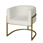 Poltrona Base Industrial Dourado Para Sala Lety Blouclê Bege