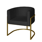 Poltrona Base Industrial Dourado Sala De Estar Lety Veludo -