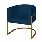 Poltrona Base Industrial Dourado Sala De Estar Lety Veludo Az