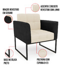 Poltrona Base Industrial Preto Kit 2 Elisa Preto/linho Bege A