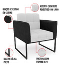 Poltrona Base Industrial Preto Kit 2 Elisa Preto/linho Cinza