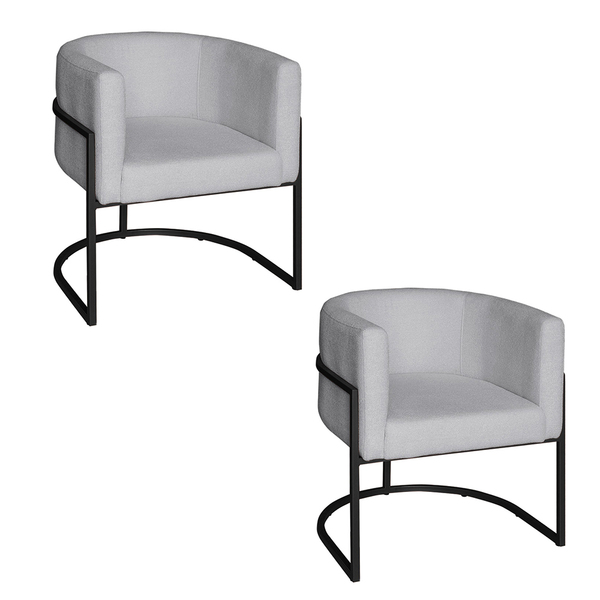 Poltrona Base Industrial Preto Kit 2 Lety Veludo - Prata