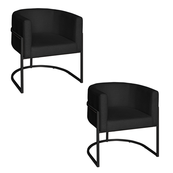 Poltrona Base Industrial Preto Kit 2 Lety Veludo - Preto