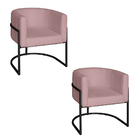 Poltrona Base Industrial Preto Kit 2 Lety Veludo - Rose