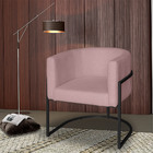 Poltrona Base Industrial Preto Kit 2 Lety Veludo - Rose