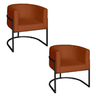 Poltrona Base Industrial Preto Kit 2 Lety Veludo - Terracota