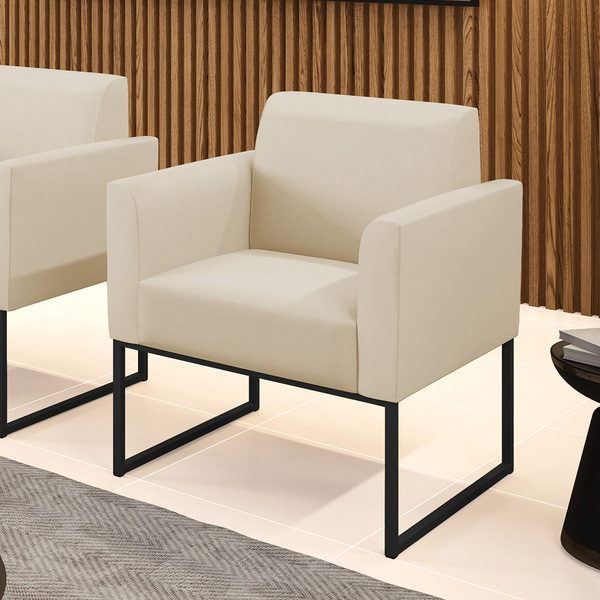 Poltrona Base Industrial Preto Marisa Corino Bege