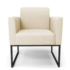 Poltrona Base Industrial Preto Marisa Linho Bege A19 D03 - D'