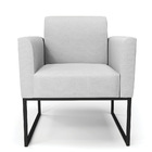 Poltrona Base Industrial Preto Marisa Linho Cinza A05