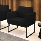 Poltrona Base Industrial Preto Marisa Linho Preto A79