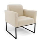 Poltrona Base Industrial Preto Marisa Suede Bege