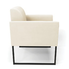 Poltrona Base Industrial Preto Marisa Veludo Bege