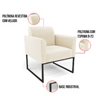 Poltrona Base Industrial Preto Marisa Veludo Bege