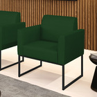 Poltrona Base Industrial Preto Marisa Veludo Luxo Verde A136