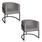 Poltrona Base Industrial Preto Para Escritório Kit 2 Lety Lin