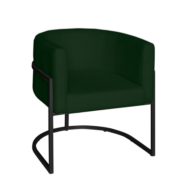 Poltrona Base Industrial Preto Sala De Estar Lety Veludo Verde