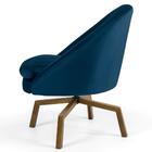 Poltrona Base Ka Madeira Rafa B-304 Veludo Azul Marinho - Domi