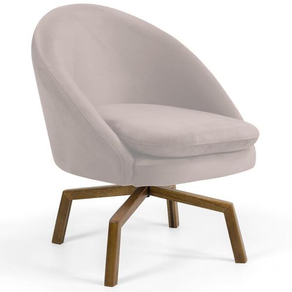 Poltrona Base Ka Madeira Rafa B-309 Veludo Bege - Domi