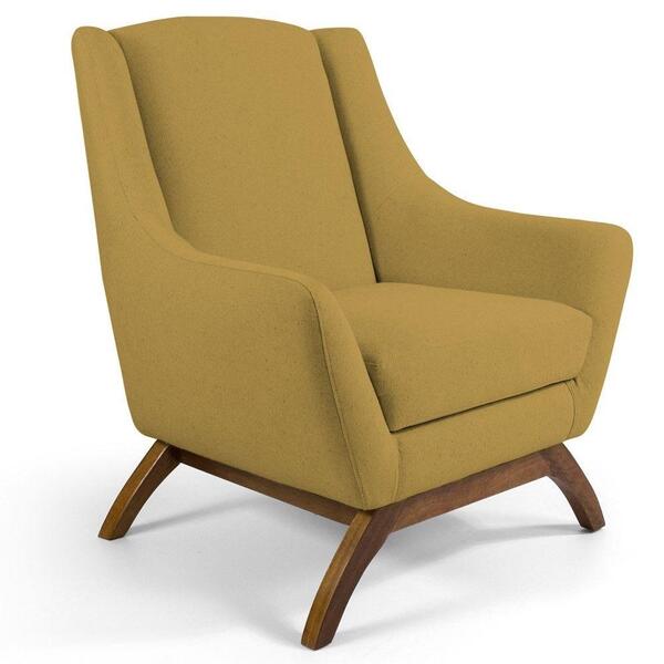 Poltrona Base Manu Madeira Juliet B-279 Veludo Amarelo Domi