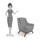 Poltrona Base Manu Madeira Juliet C-416 Linho Cinza Domi