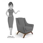 Poltrona Base Manu Madeira Juliet C-416 Linho Cinza Domi