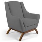 Poltrona Base Manu Madeira Juliet C-416 Linho Cinza Domi