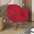 Poltrona Base X Bronze Suede Herrera Vermelho