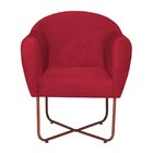 Poltrona Base X Bronze Suede Herrera Vermelho