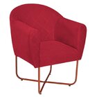Poltrona Base X Bronze Suede Herrera Vermelho