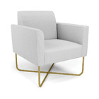 Poltrona Base X Industrial Dourado Marisa Linho - A05 Cinza