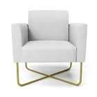 Poltrona Base X Industrial Dourado Marisa Linho Cinza A05