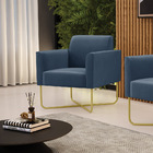 Poltrona Base X Industrial Dourado Marisa Suede - Azul Marinho