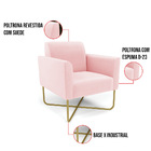 Poltrona Base X Industrial Dourado Marisa Suede - Rosa Bebê