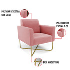 Poltrona Base X Industrial Dourado Marisa Suede - Rose