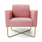 Poltrona Base X Industrial Dourado Marisa Suede - Rose