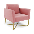 Poltrona Base X Industrial Dourado Marisa Suede - Rose