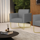 Poltrona Base X Industrial Dourado Marisa Veludo Luxo  D03 -