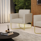 Poltrona Base X Industrial Dourado Marisa Veludo Luxo  D03 -