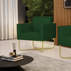 Poltrona Base X Industrial Dourado Marisa Veludo Luxo Verde A