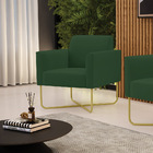 Poltrona Base X Industrial Dourado Marisa Veludo Verde  D03 -