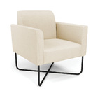 Poltrona Base X Industrial Preto Marisa Linho - A19 Bege